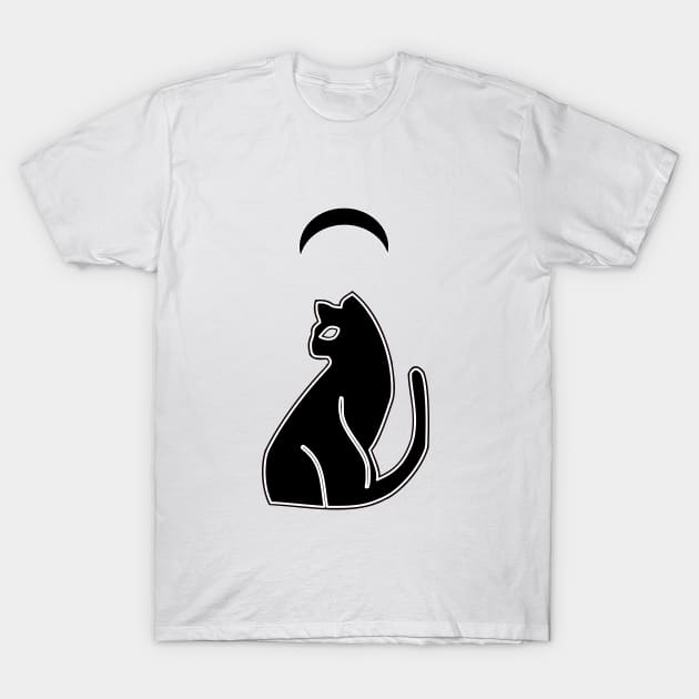 cat and moon T-Shirt by MysticMoonVibes